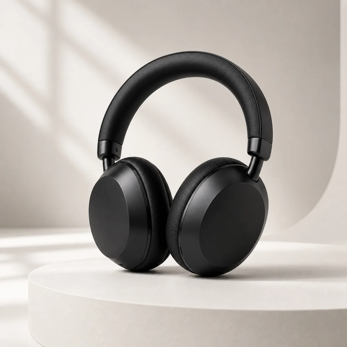Headphones on premium studio background